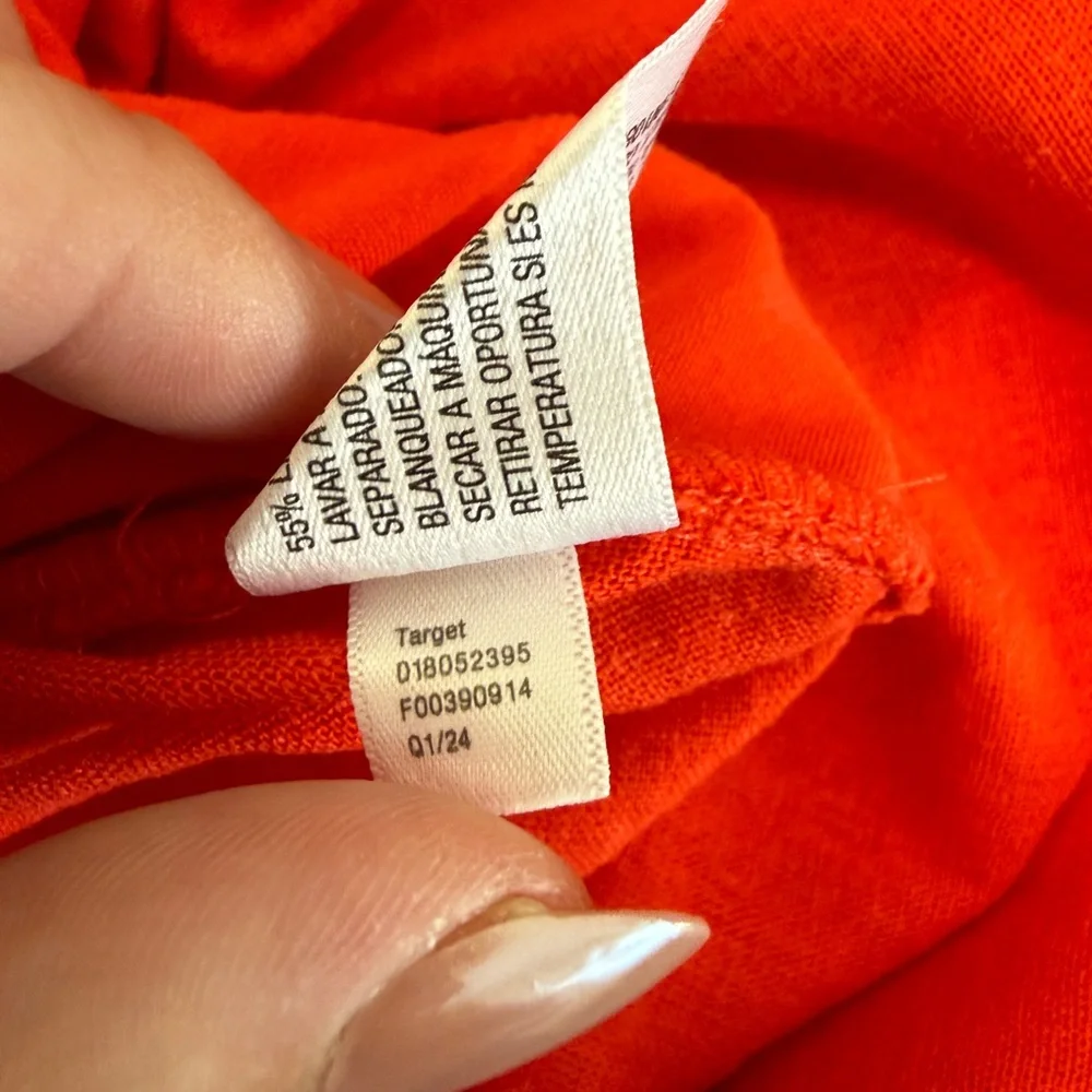 A New Day Red Linen Blend Maxi Skirt Size Large Elastic Waist Summer - Picture 5 of 6